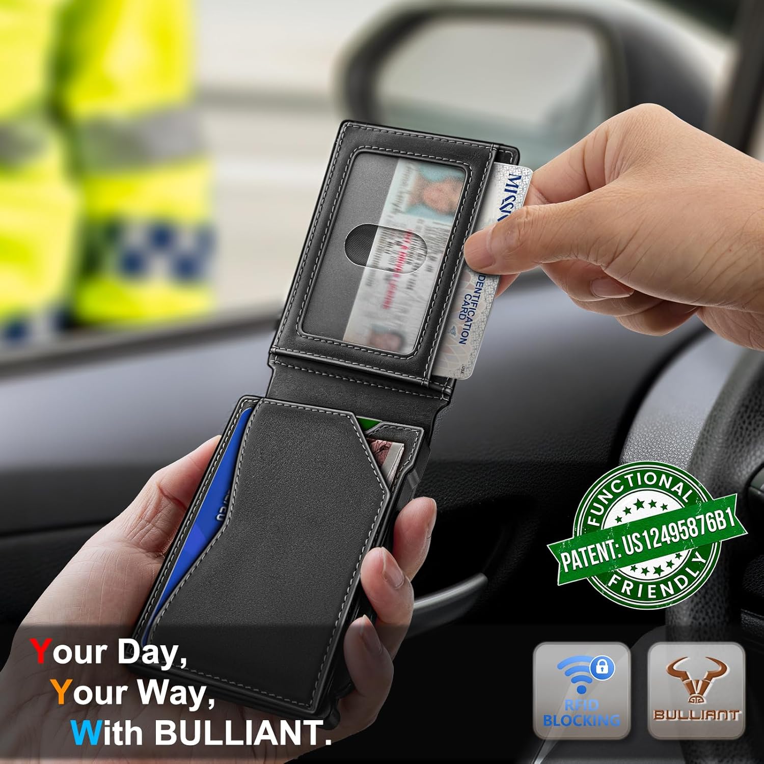 BULLIANT Men Wallet, Metal Wallet Money Clip Magnetic Flip Top Grain Leather 13 Cards Pop-up Access Simplifed Bill Folder - Image 6