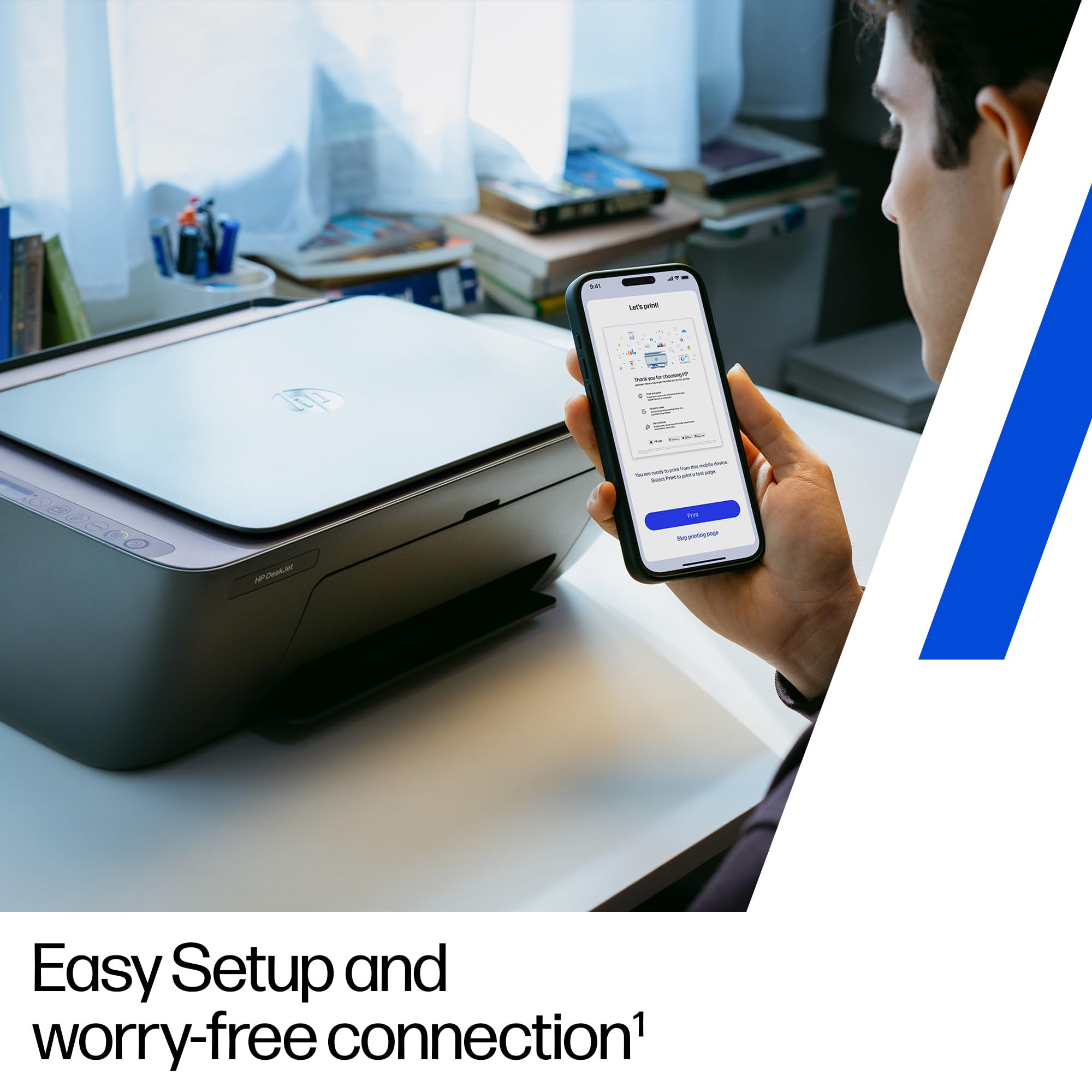 HP DeskJet 2921 drukarka typu wszystko w jednym, kolorowa, bezprzewodowa, łatwa konfiguracja i niezawodne Wi-Fi, 3 miesiące darmowego atramentu błyskawicznego w zestawie, drukowanie, skanowanie i