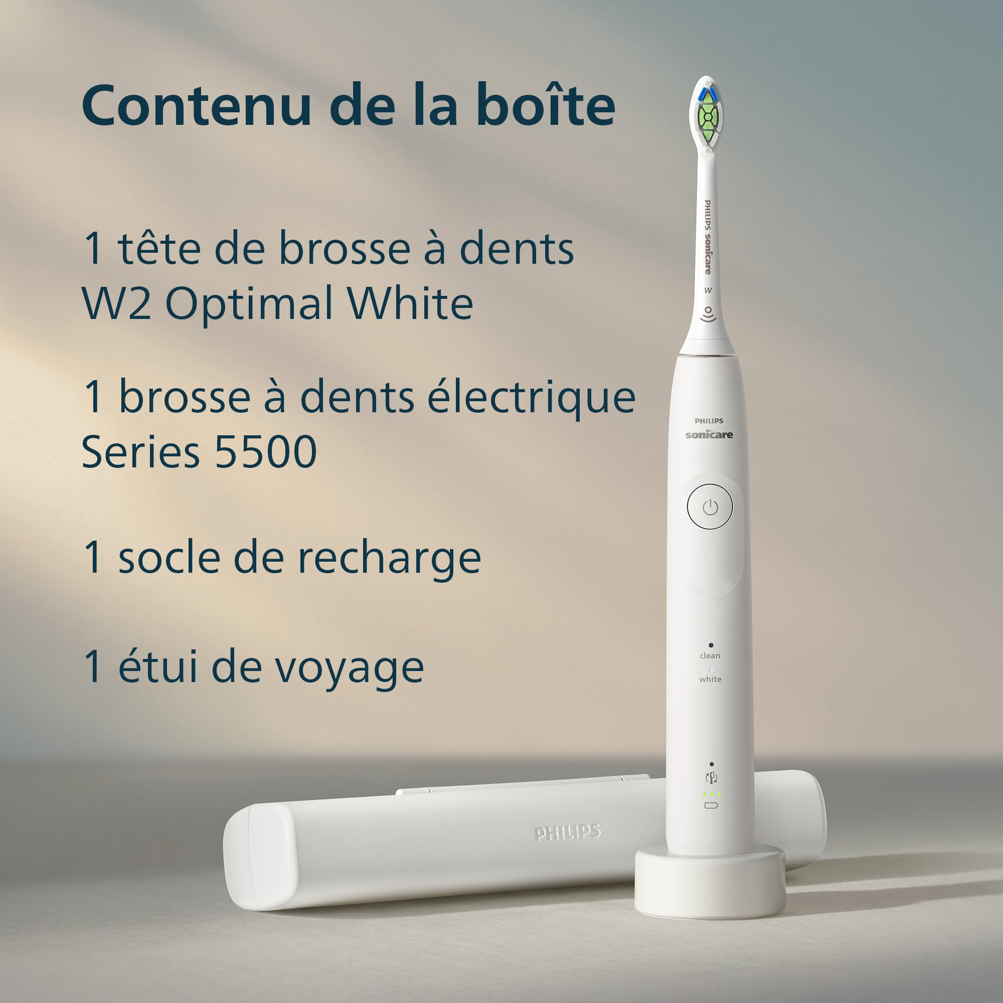 Philips Sonicare 5500 - Brosse à dents électrique sonique avec 2 modes, Alerte de pression, EasyStart, SmarTimer et BrushPacer, Blanc, modèle HX7110/02 [Nouvelle technologie]