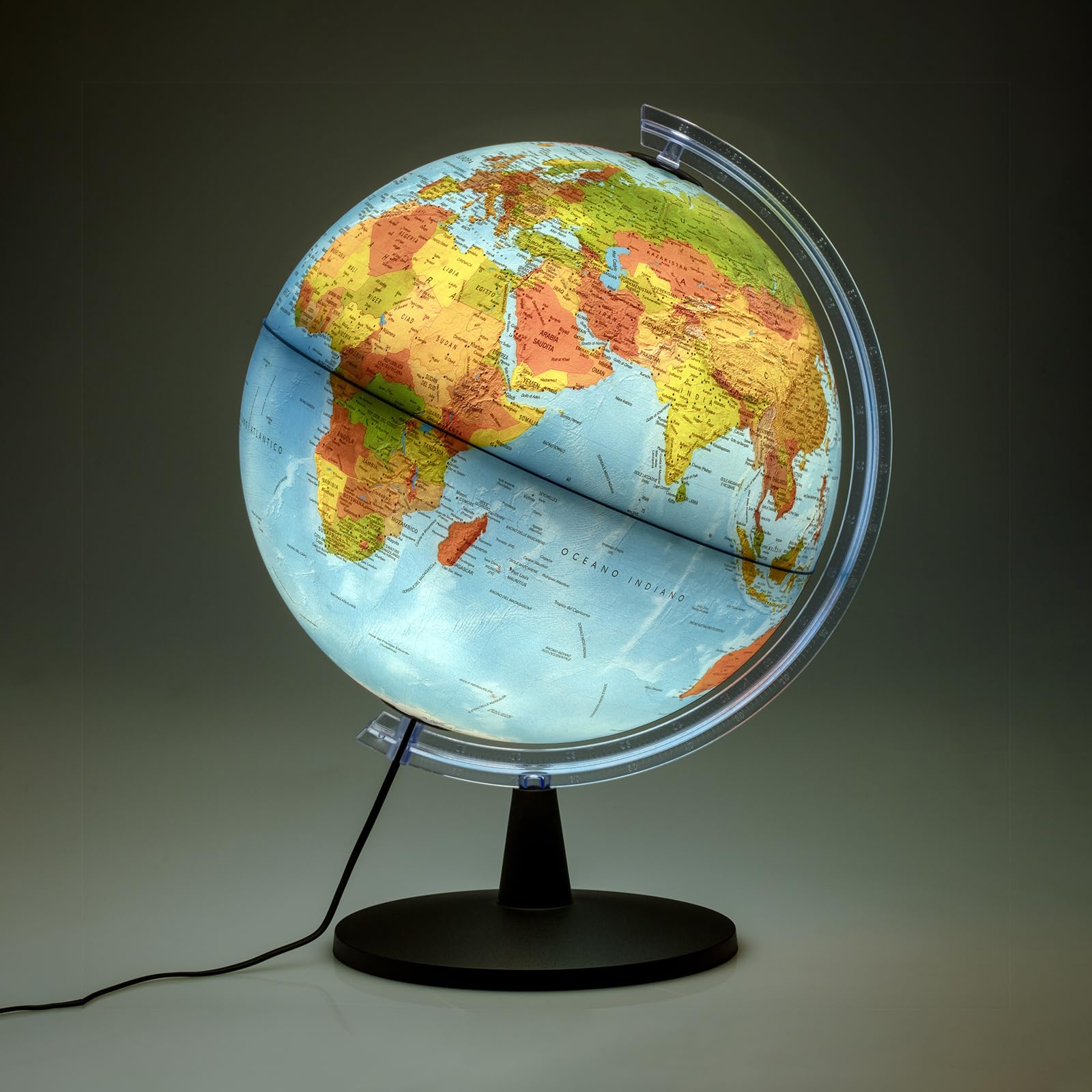 Tecnodidattica - Mappamondo GIGAGLOBO 40 | Globo mappamondo luminoso e girevole | Cartografia fisica e politica | Testi in italiano | Grandi dimensioni | Diametro 40 cm