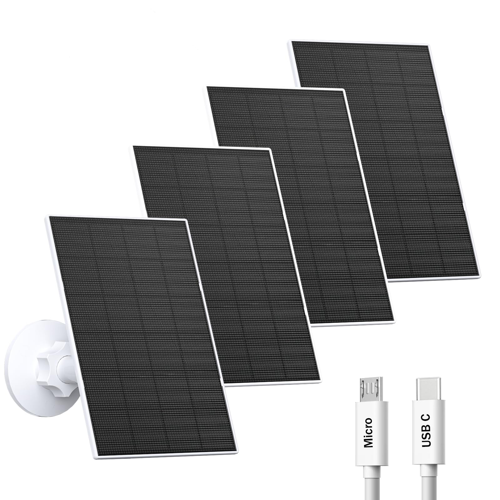 Pannello solare da 2 W per telecamera di sicurezza all'aperto, caricatore USB/USB-C con impermeabilità IP65, supporto regolabile a 360° e cavo da 2,2 m, compatibile con fotocamere a batteria