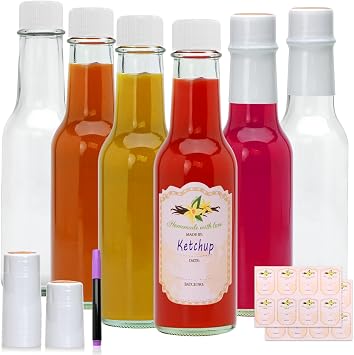 5oz Glass Bottle,6 Pack Clear Woozy Bottles with Shrink Capsules