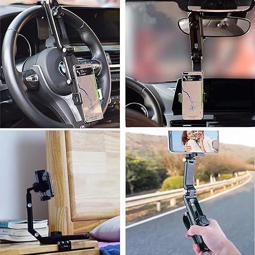 Miniatura 7 de Soporte de teléfono para visera solar de automóvil, clip giratorio y retráctil de 360, soporte de teléfono multifuncional para automóvil, hogar,