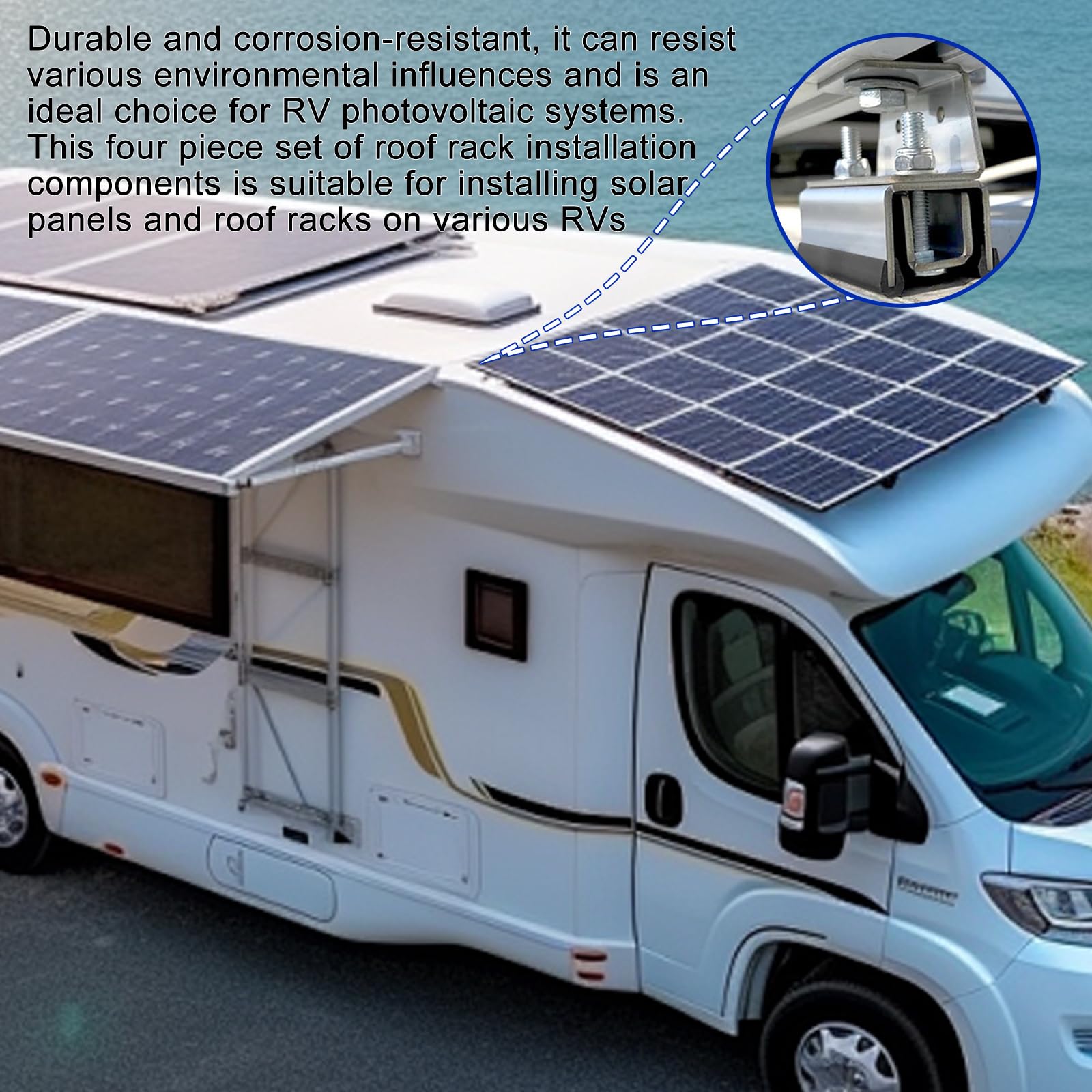 Van Roof Rack Mount Kit,4 pezzi in acciaio inox Van Roof Rack con chiave inglese, portapacchi in acciaio inox, kit di montaggio per barre portatutto per camper e yacht