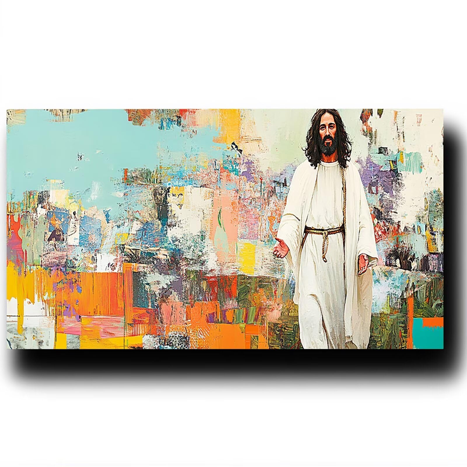 Pintar por Numeros Adultos Abstracto, Pintar por Numeros Niños Kit Manualidades Adultos Jesús Cuadros para Pintar por Numeros Pintura Acrílico, Cuadros Decoracion Salon Modernos 80X160cm 7w-0-8