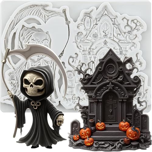 Miniatura 29 de Molde de silicona con calavera de Halloween, moldes de chocolate para decoración de pasteles, decoración de cupcakes, pasta de goma de arcilla de