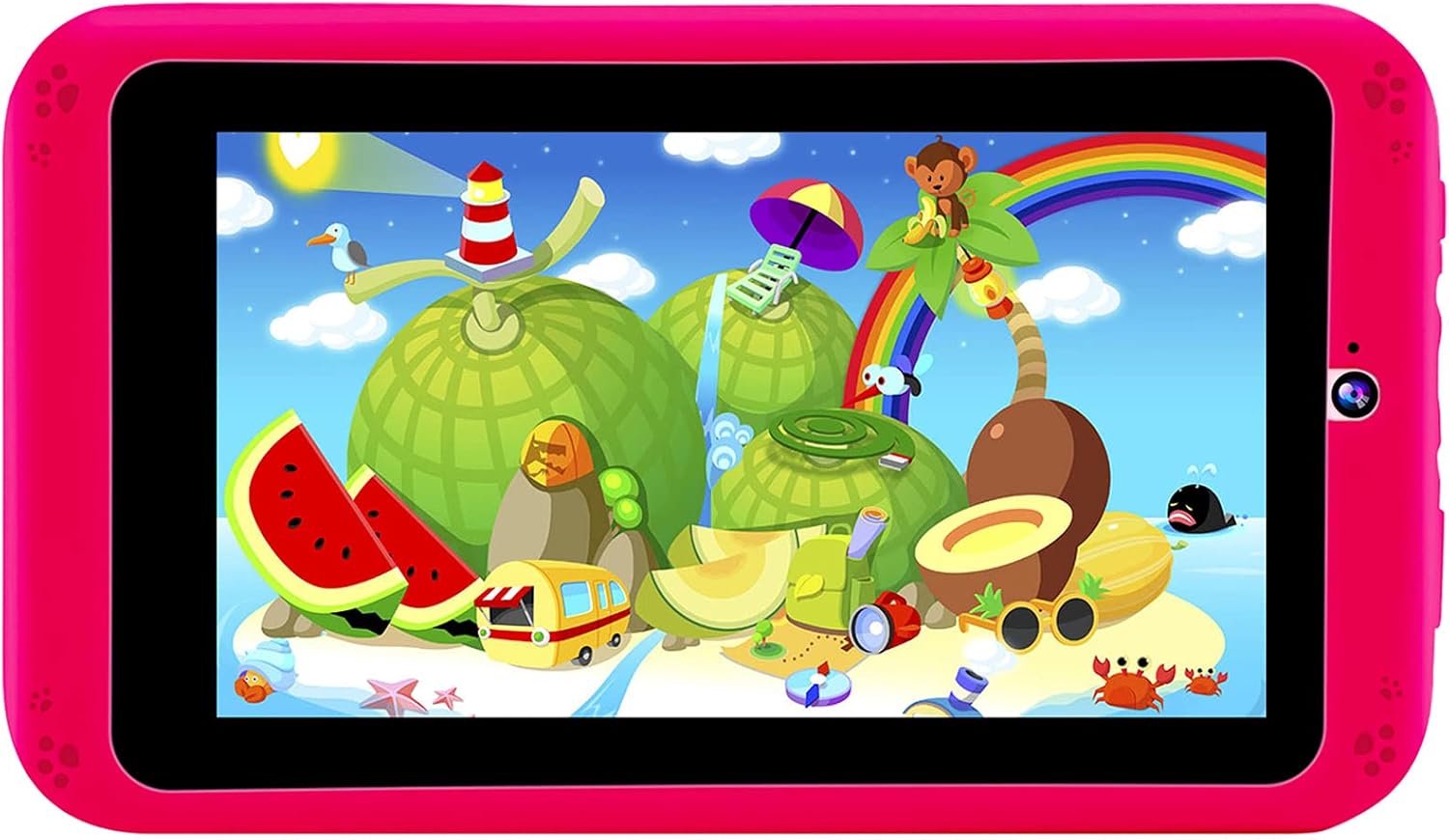 PROGRACE Kids Tablets Android 9.0, 2GB RAM 16GB ROM, 7 inch IPS HD Display, Parental Control, Dual Camera, Pre-Installed Kids Educational APP, Kid-Proof Case, Red