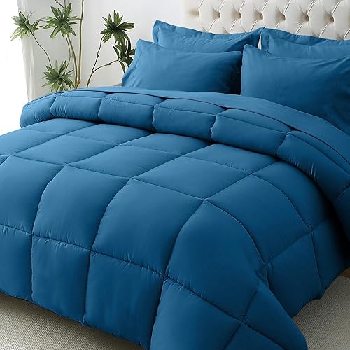 Miniatura 65 de JOLLYVOGUE Juego de edredón tamaño Queen, cama ultrasuave en una bolsa, tamaño Queen de 7 piezas, juego de cama certificado Oeko-TEX con edredón