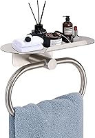Siyzda Hand Towel Ring with Shelf - 304 Stainless Steel Brushed Nickel Wall Mount Holder for Bathroom Kitchen Towels & Essentials
