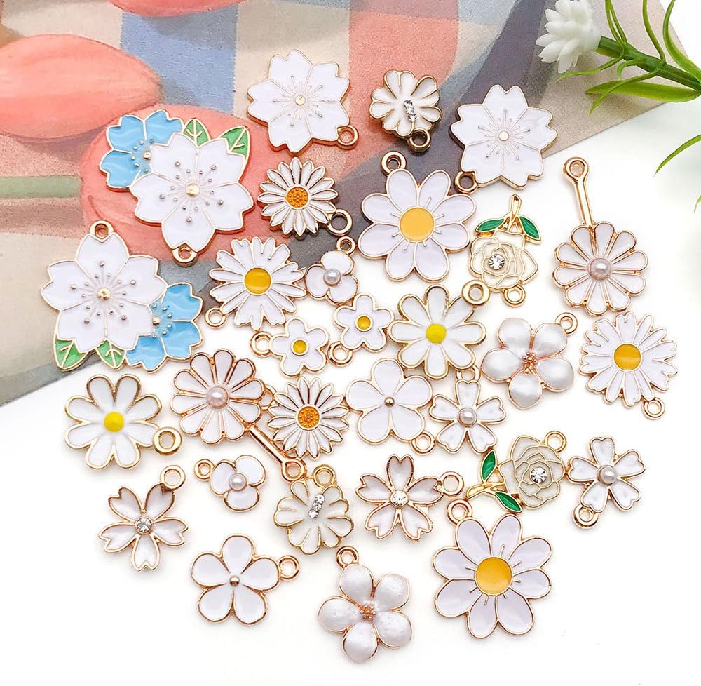 60pcs15 Types Flower Charms For Jewelry Making Enamel Flower Charms For Necklace Bracelet Earring for Gift that Office, Travel & DIY Creators - Image 7