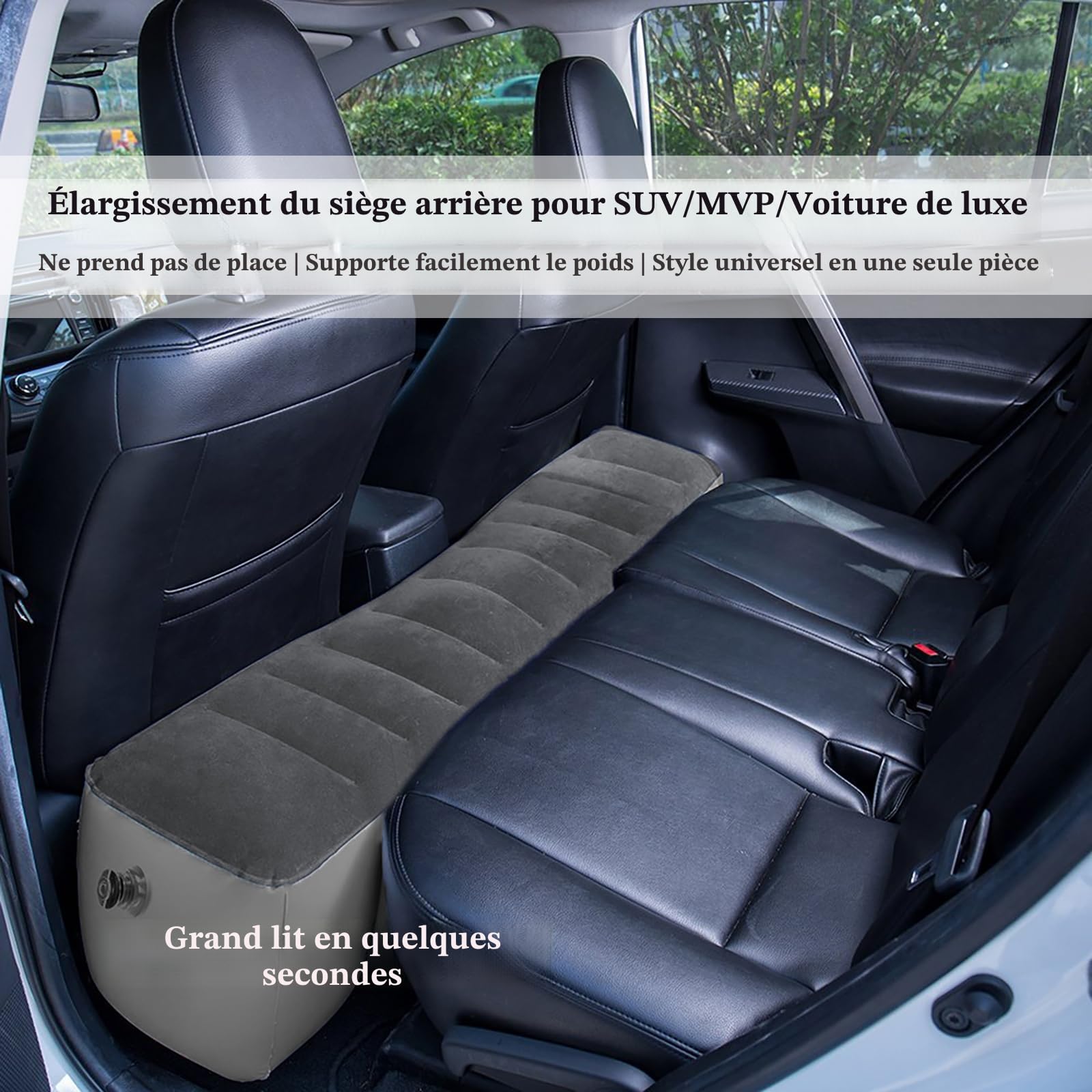 Matelas Gonflable Voiture, Siège Arrière élargir Pied Rembourré, pour SUV, MPV, RV, lit de Voyage de Voiture, Lit Voiture de Camping pour Excursio