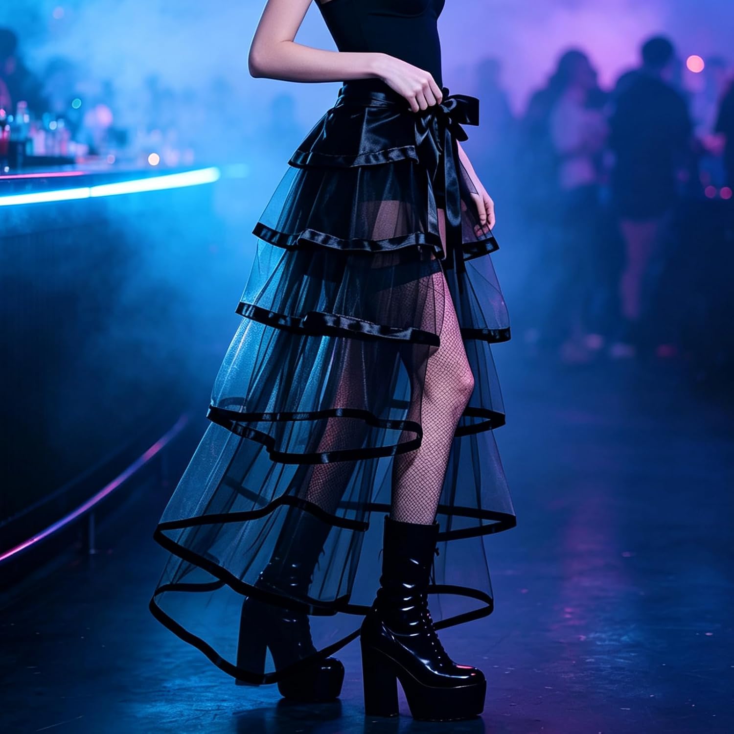 Victorian Tulle Bustle Skirt,Halloween Steampunk Tie on Bustle Skirt