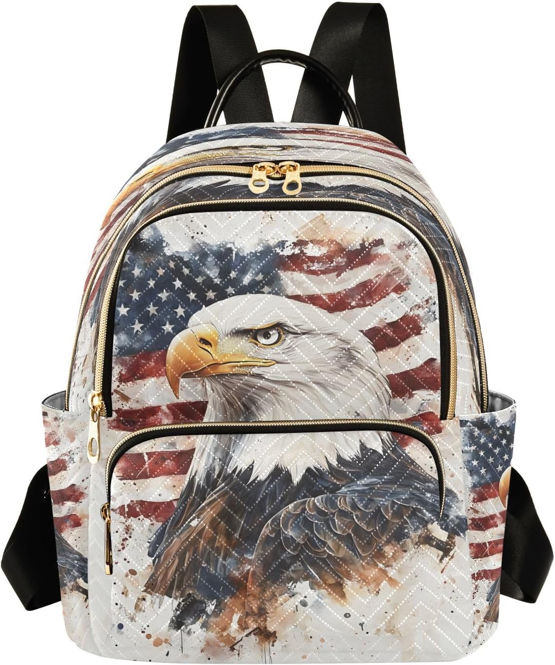 Watercolor American Flag Bird Backpack Purse for Women Shoulder Bag Fashion Daypack Ladies Handbag Lightweight Travel Bag Rucksack