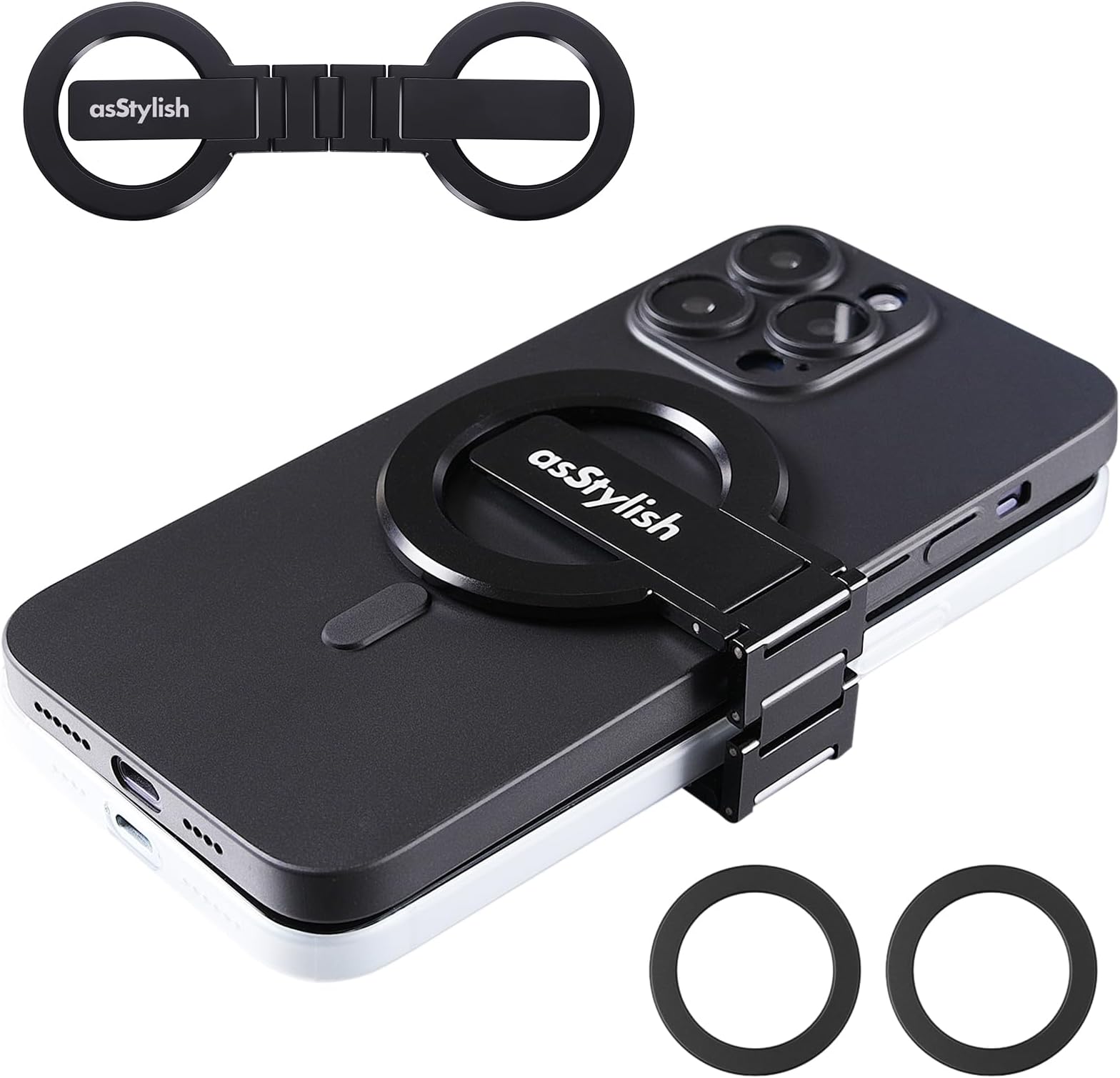 Twins Carry: Magnetic Dual-Phone Holder for iPhone & Android | Lightweight Solution for Professionals, Travelers & Gamers | Manage 2 Mobile Phones for Work, Personal Use (Black, Mini)