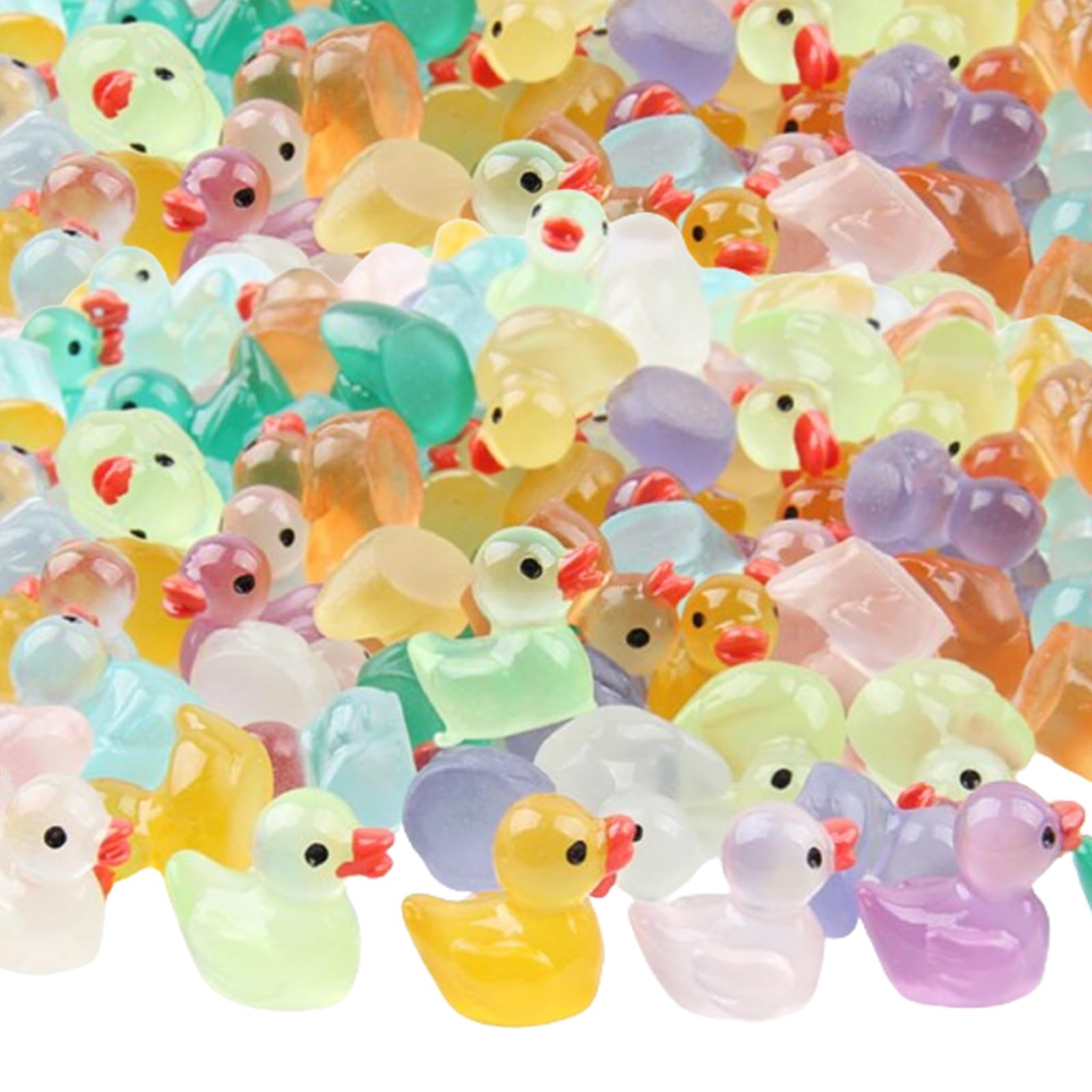 Wedhapy Miniature Ducks Mini Ducks 60PCS Resin Glow in the Dark for Dollhouse Garden Decoration DIY Craft Micro Landscape Party Decor, Duck