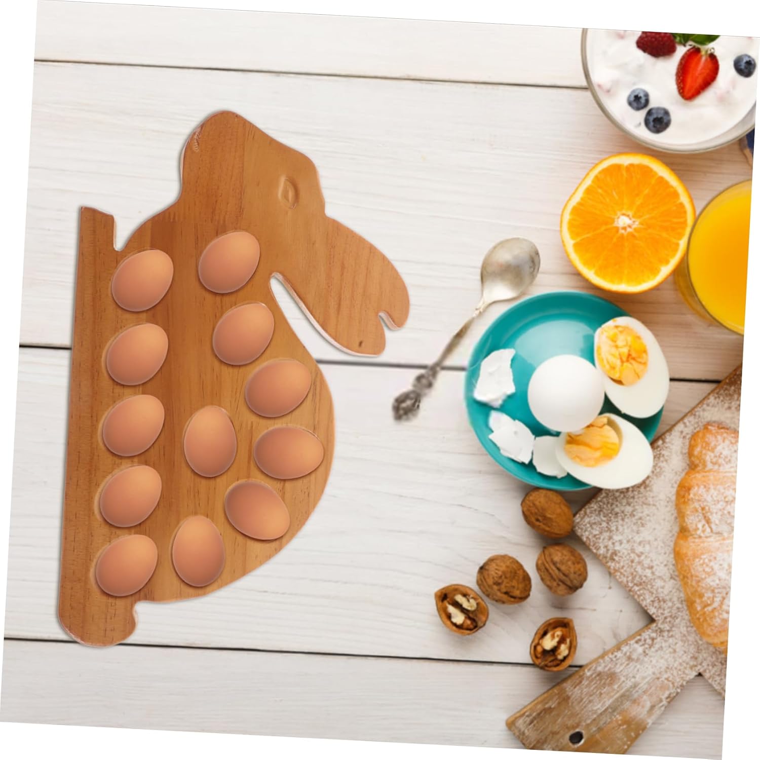 Wooden Tray for Kitchen Use Multifunctional Wear-resistant Holder Bunny Design for Storage and Item Organization for Easter Celebrations
