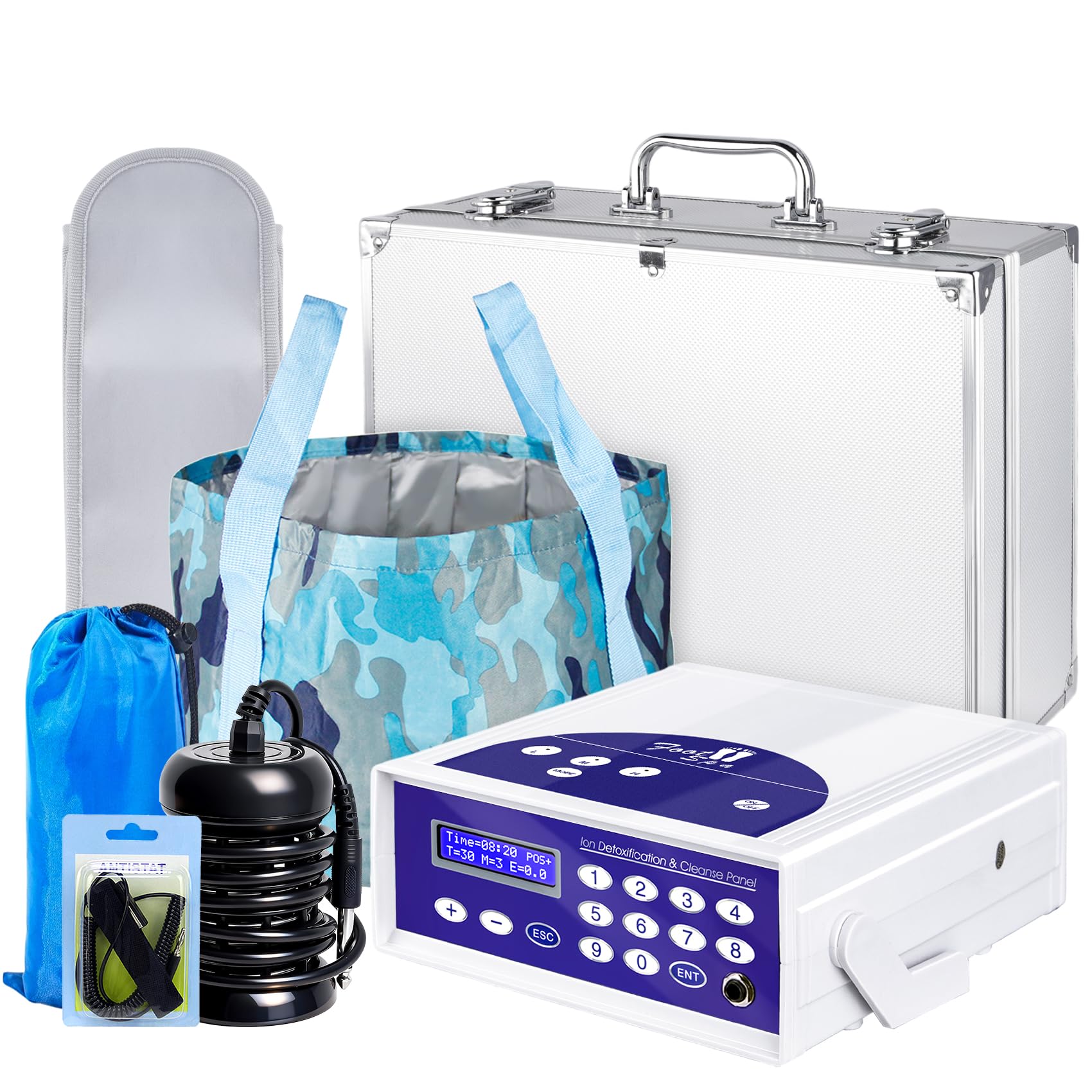 Lecaung Ion Detox Foot Bath Machine, Negative Hydrogen Foot Detox Machine Ion Detox Foot Spa System with Foldable Basin, Far Infrared Belt