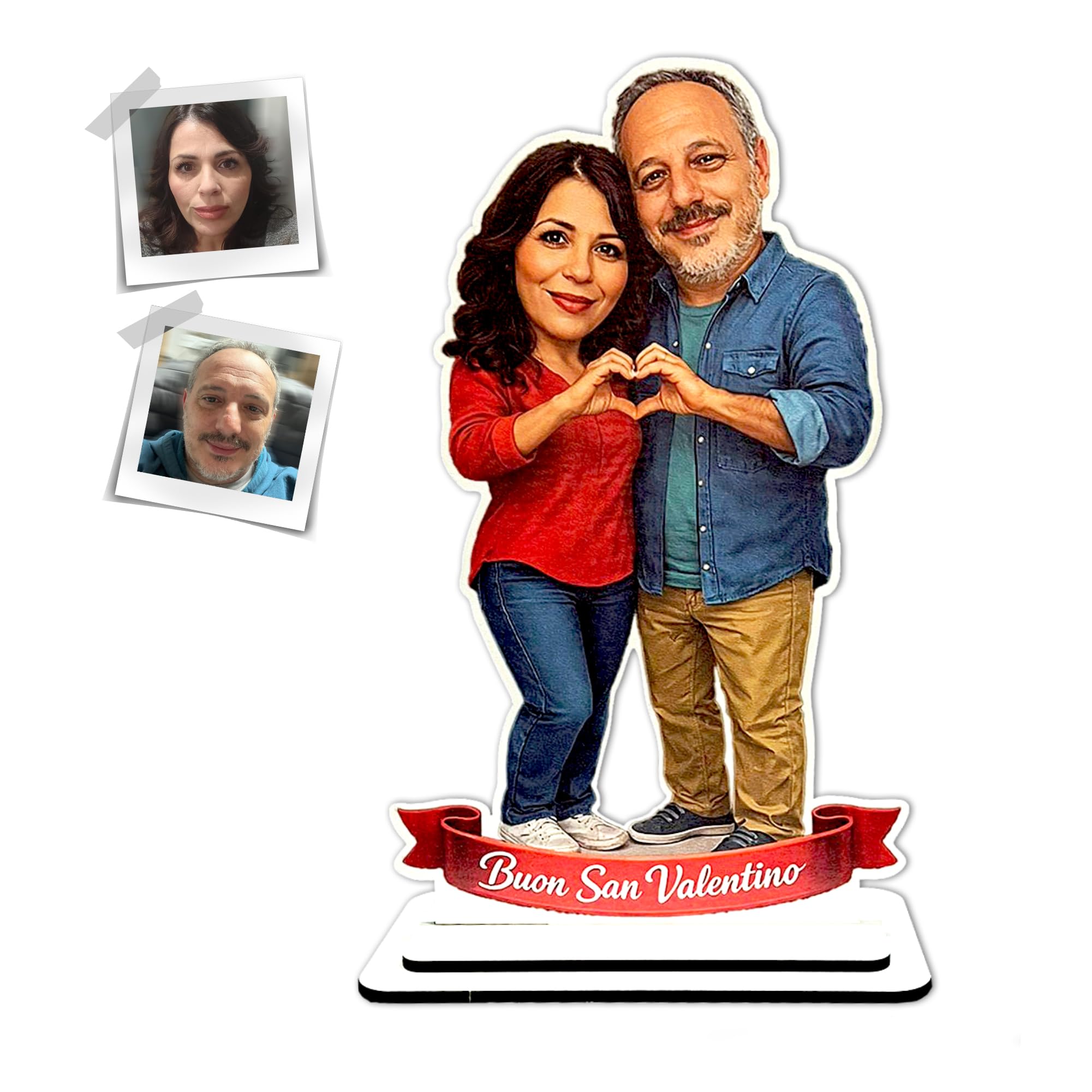 Vestipassioni Statuina Personalizzata Coppia con Foto – Decorazione in MDF 6 mm Alta 30 cm – Con Frase Personalizzabile – Anteprima via WhatsApp – Made in Italy