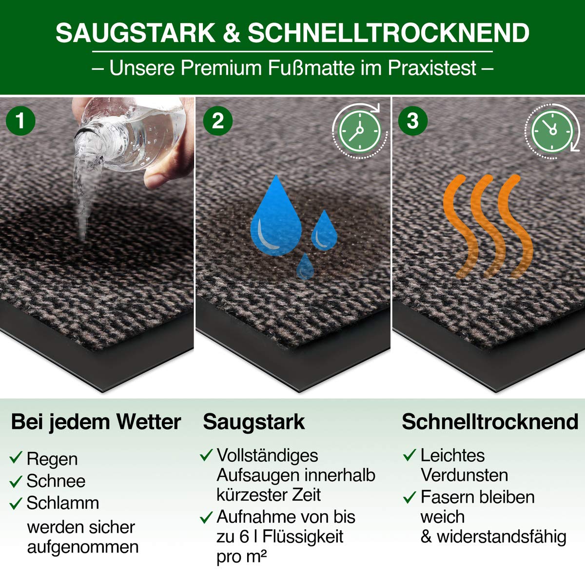 Floordirekt Schmutzfangmatte Sky - Fussmatte in vielen Größen & Farben - Türmatte für innen & außen - Sauberlaufmatte Fußabtreter für Flur Eingang Eingangsbereich (120 x 180 cm, Rot)