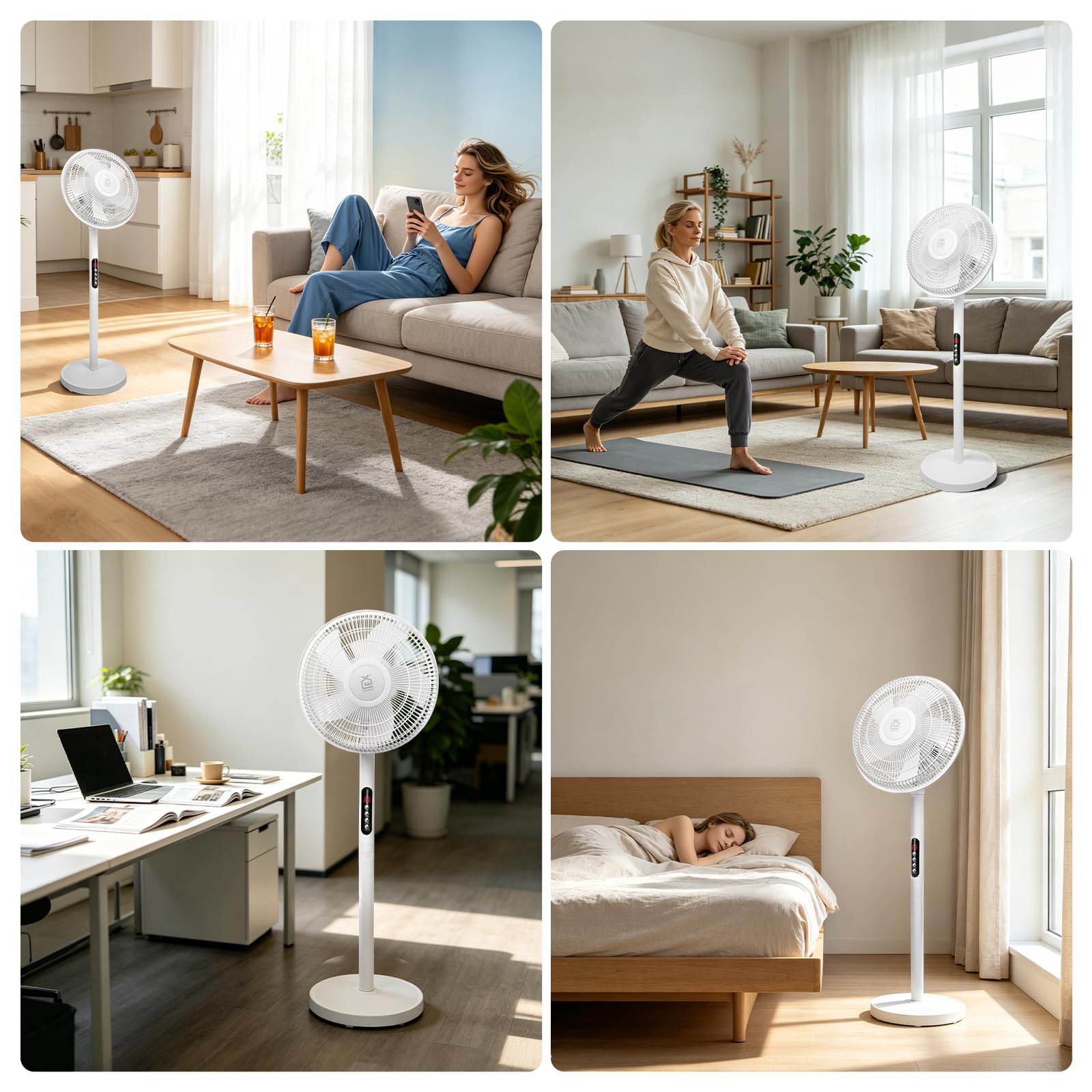 EXTRASTAR 12 Zoll Standventilator mit Fernbedienung – 6 Windstufen, 9h Timer, 70° automatische Schwenkung & 10° manuelle Neigung, 50W Bodenventilator für Wohnzimmer, Schlafzimmer & Homeoffice