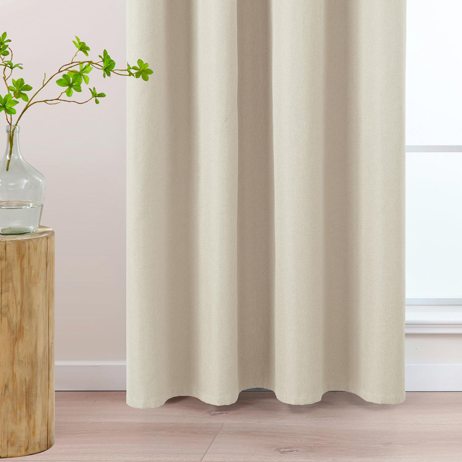 L.Z.E Vorhänge Verdunkelung Beige, Creme Abdunkelnde Gardinen Vorhang mit Kräuselband, Lichtundurchlässige Gardinenschal für Schlafzimmer und Wohnzimmer, 245 cm Lang, Schiene Schienensystem Geeignet