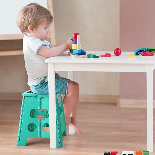 Miniatura 5 de Acko. Taburete plegable de 13 pulgadas de alto, resistente, para niños y adultos, cocina, jardín, baño, taburete con escalón.