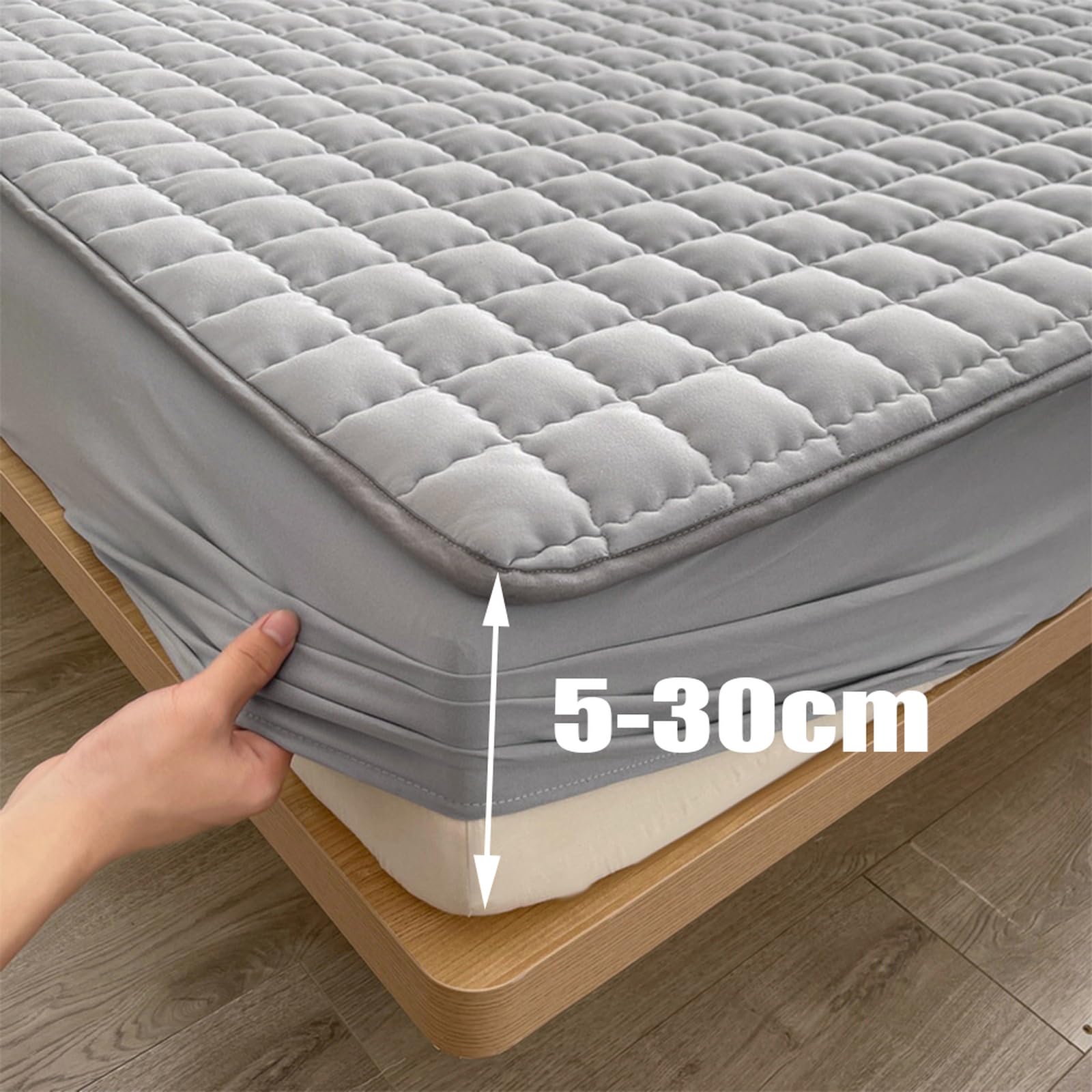 Sábana bajera ajustable extra profunda impermeable de 120 x 200 cm con funda de almohada, protector de colchón de rizo para máxima protección de la cama