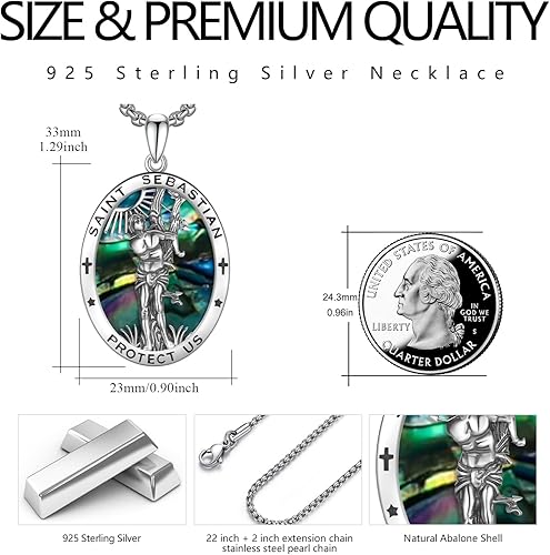 Miniatura 5 de XIXLES Collar de plata de ley 925 con amuleto patrono 7 collares con colgante de medalla de protección de arcángel San