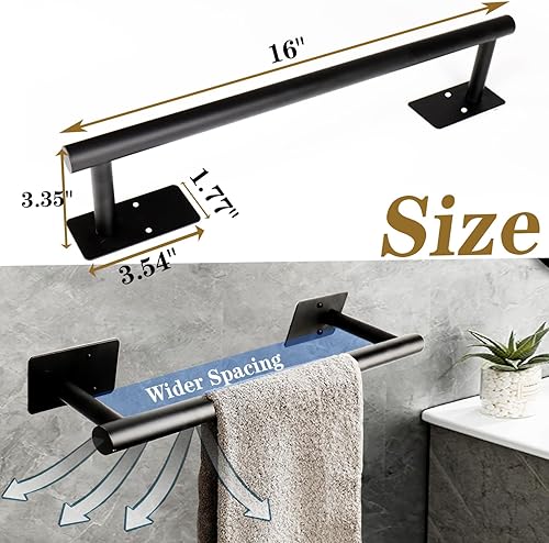 Miniatura 6 de Toallero de baño autoadhesivo, toallero de acero inoxidable para baño, adhesivo y montado en la pared, toallero resistente a la corrosión para baño