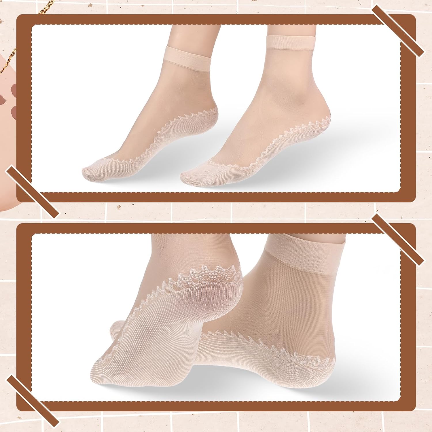 InnoHHustle Sheer Socks, 12 Pairs Nylon Socks for Women Sheer Ankle Sock Women Ankle Stockings Silk Sock