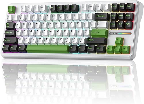 Aula F87 Pro Gaming Keyboard, Tri-Mode BT5.02.4GHzUSB-C Hot-Swappable RGB Wireless Mechanical Keyboard, Gasket Mount, 4000mAh, for WindowsMac Gamer