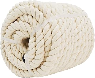 100% Natural Cotton Rope 1/2 Inch x 198 Feet Strong Soft Cotton Cord for DIY Crafts Gardening Hammock Home Decorating, Macrame,Projects Pet Toys,White Rope