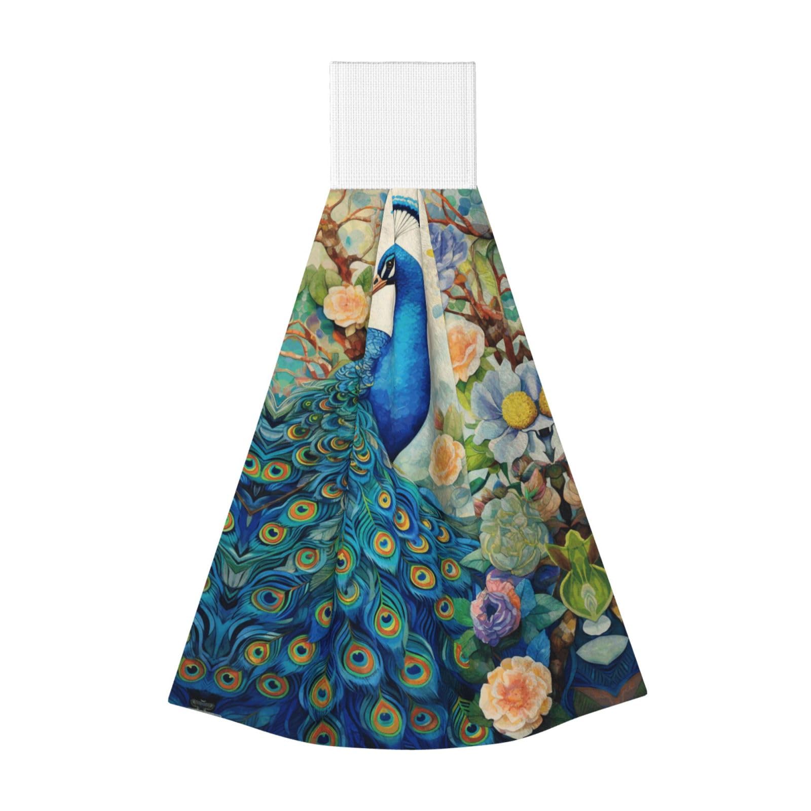 ZQYTGFDC Blue Peacock in the Enchanted Forest Highly Absorbent Dish Towels Soft Coral Fleece Wipe