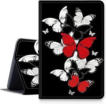 Black and Red Butterfly Case for 10.2-inch Kindle Scribe 2024/2022 Released, Shockproof PU Leather Folding Stand Slim Case with Auto Sleep/Wake for 10.2" Amazon Kindle Scribe E-Reader