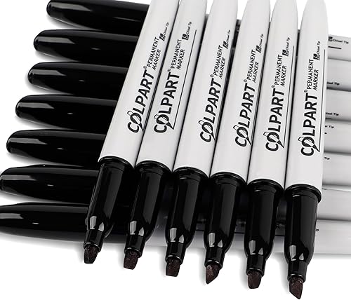 Miniatura 4 de Rotuladores permanentes negros con punta de cincel, 90 unidades, impermeables, resistentes a la decoloración, secado rápido, color negro, trabajo