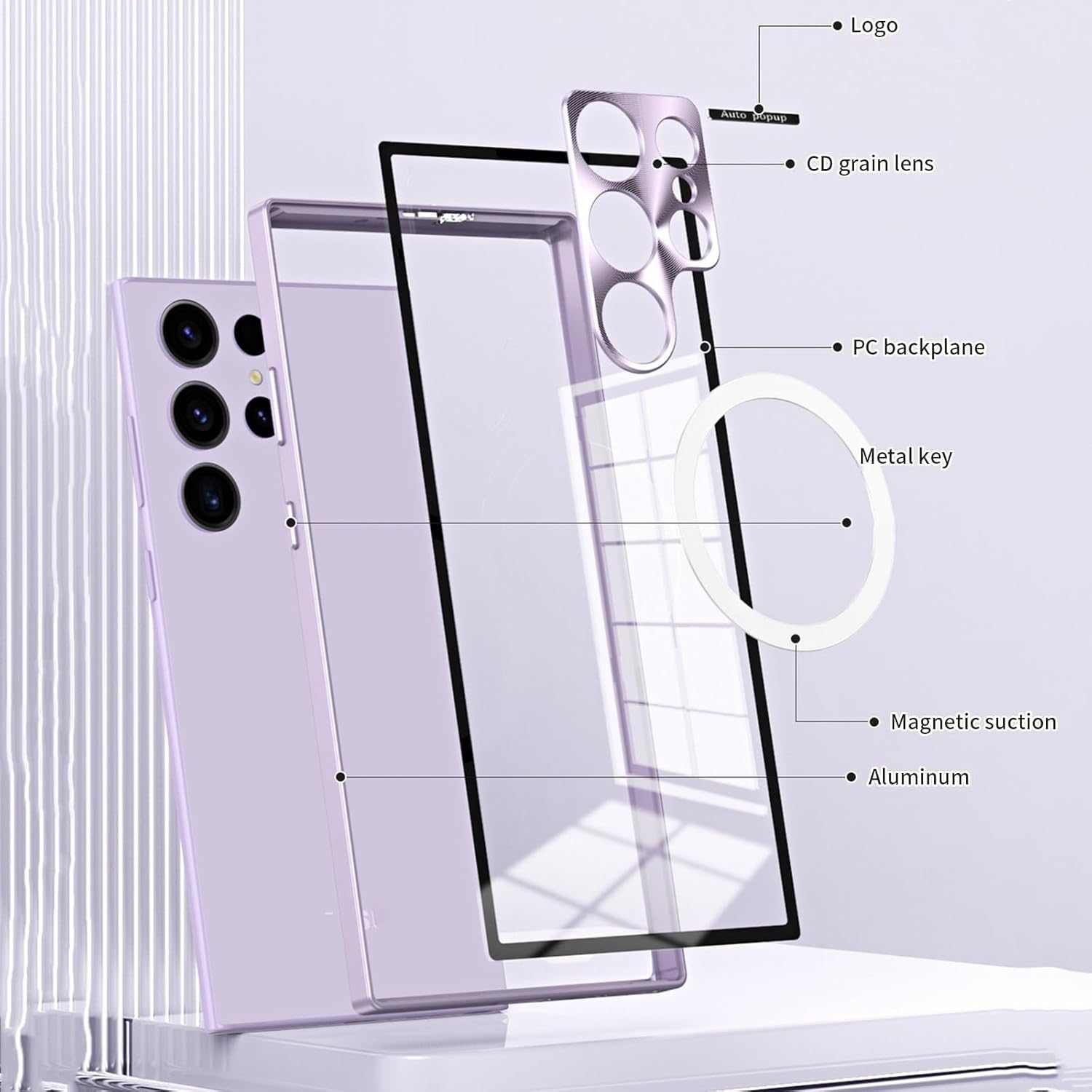 Case for Samsung Galaxy S24 Ultra/S24 Plus/S24, [Compatible with MagSafe] Lock Type Aluminum Alloy Metal Frame Drop Resistant Anti-Yellowing Transparent Hard Case