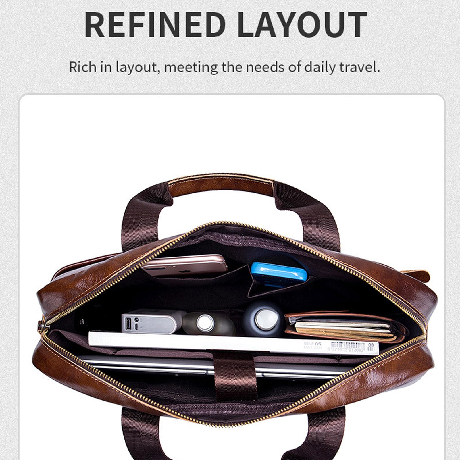 Asixxsix Borsa Porta Laptop in Pelle per Uomo
