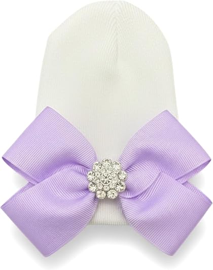 The Tiny Debut — Baby Girl Newborn Beanie with Satin Bow