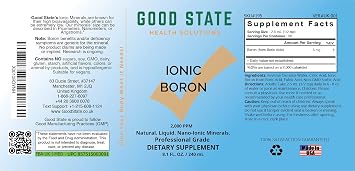 Good State -Liquid Ionic Minerals Boron (96 Days At 5mg. - Plus 2 Mg Fulvic Acid)