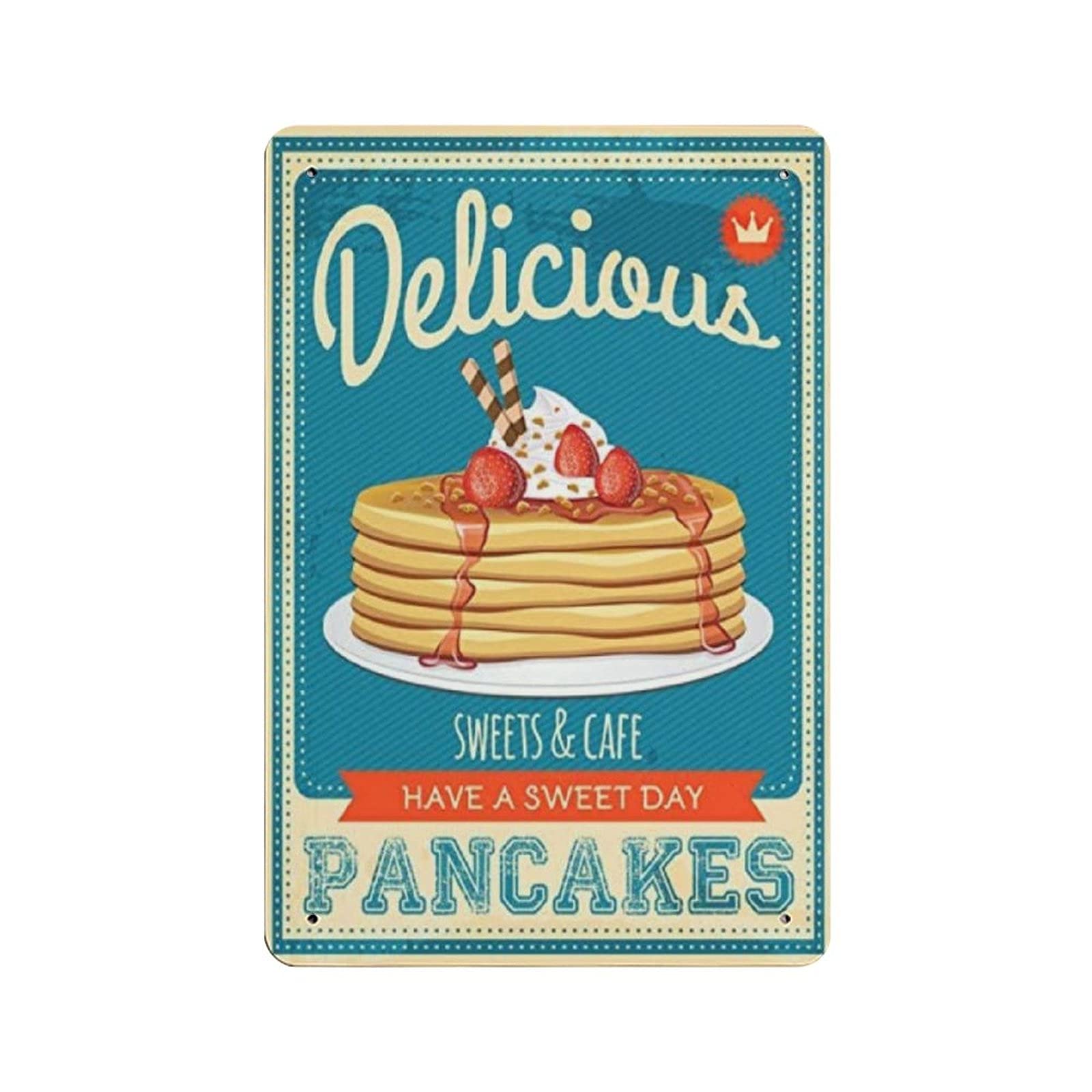 Metal Tin Sign Pancakes American Diner Vintage Tin Poster Metal Sign Wall Decoration Country Kitchen Home Garage Decor 12"x8"