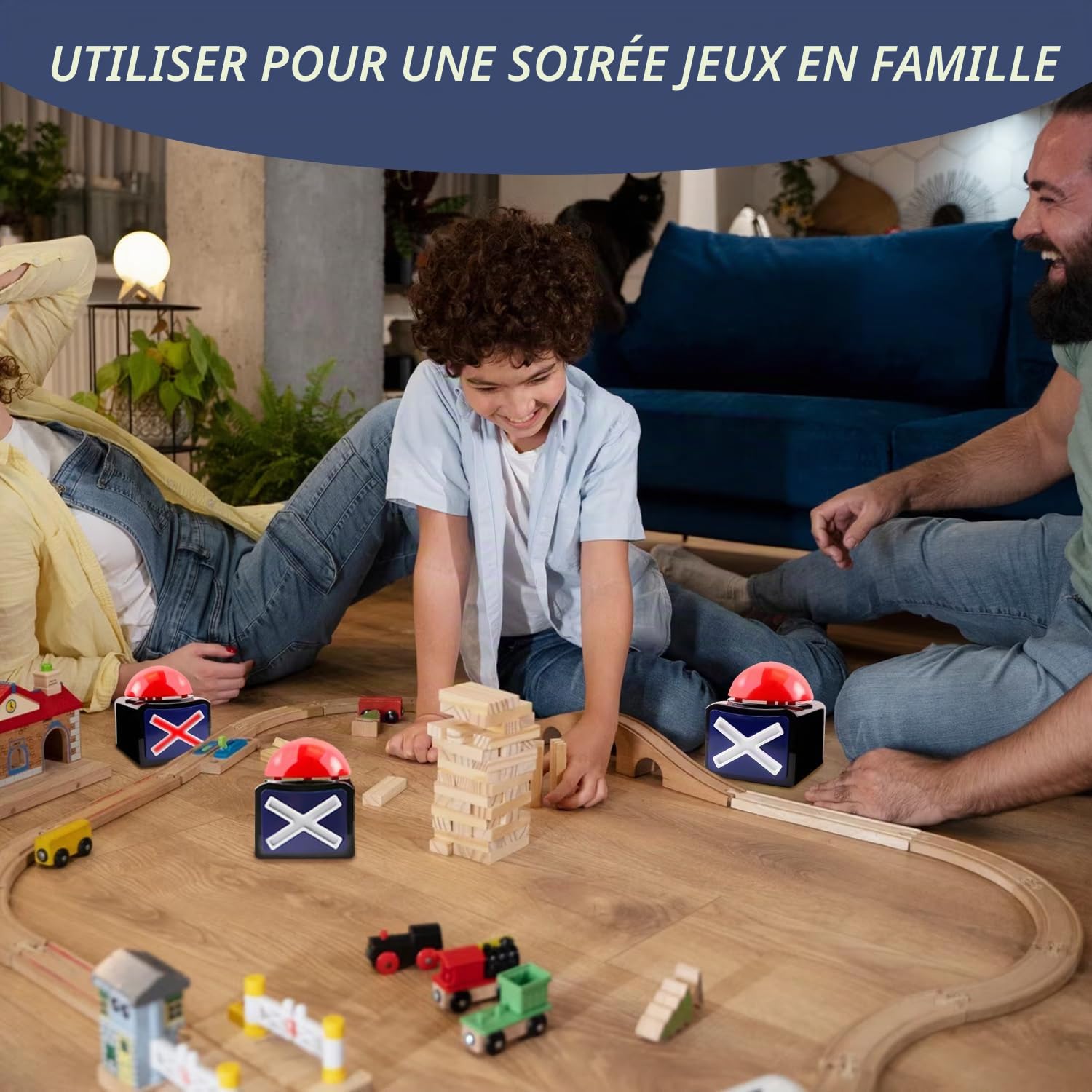 Jouer Répondre Buzzer avec son -Play Show Button- Jouer Buzzer avec lumières et quiz Got Talent Button Famille ennemi bouton avec lumières et son, bouton de jeu parent-enfant (6 pièces)