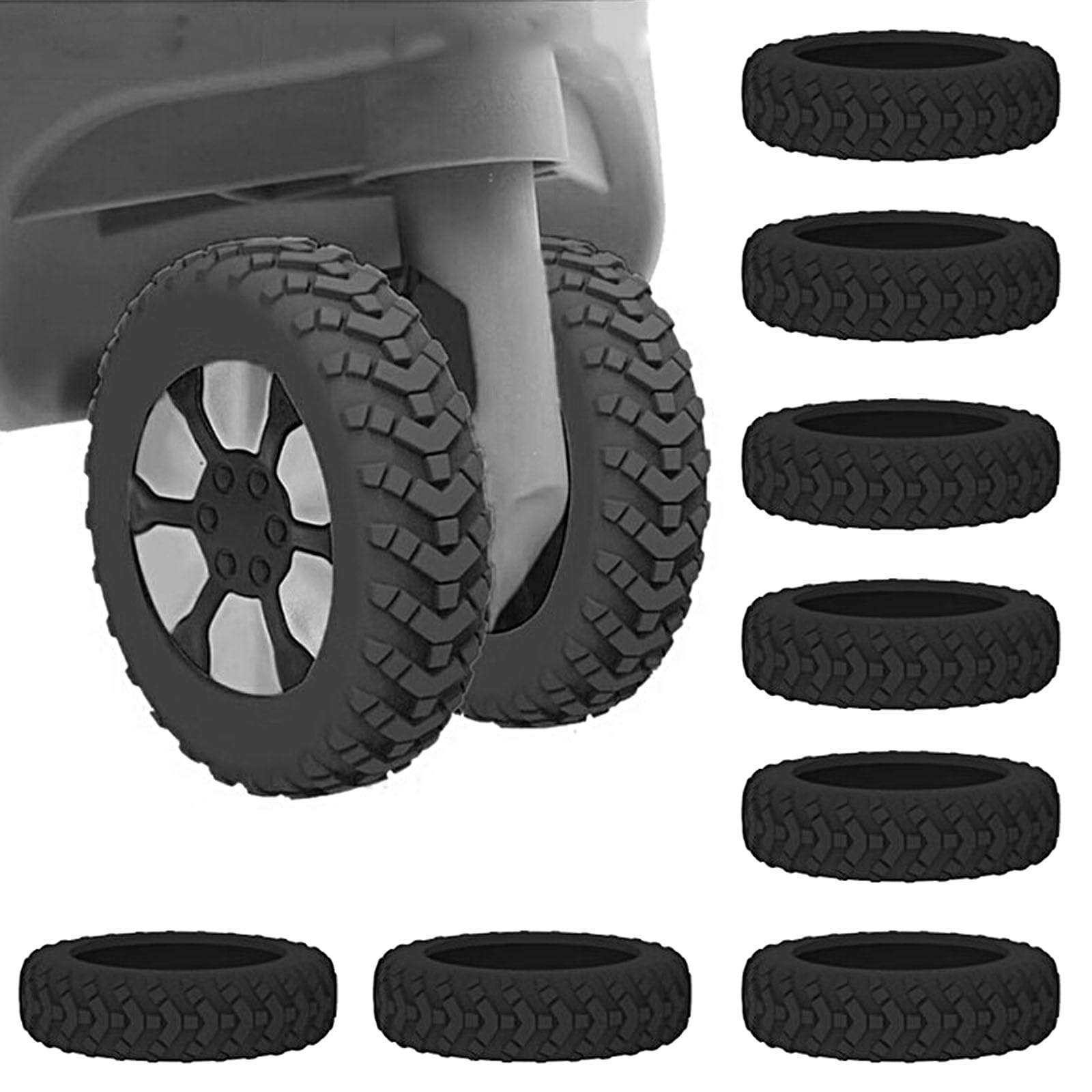 YUTOU 8 PCS Silikon Gepäckradabdeckungen für Gepäck Kofferrollen Schutz Stumm Gepäck Koffer Rad Schutz Cover Leise rutschfest Geeignet für Koffer Bürostühle （Schwarz）