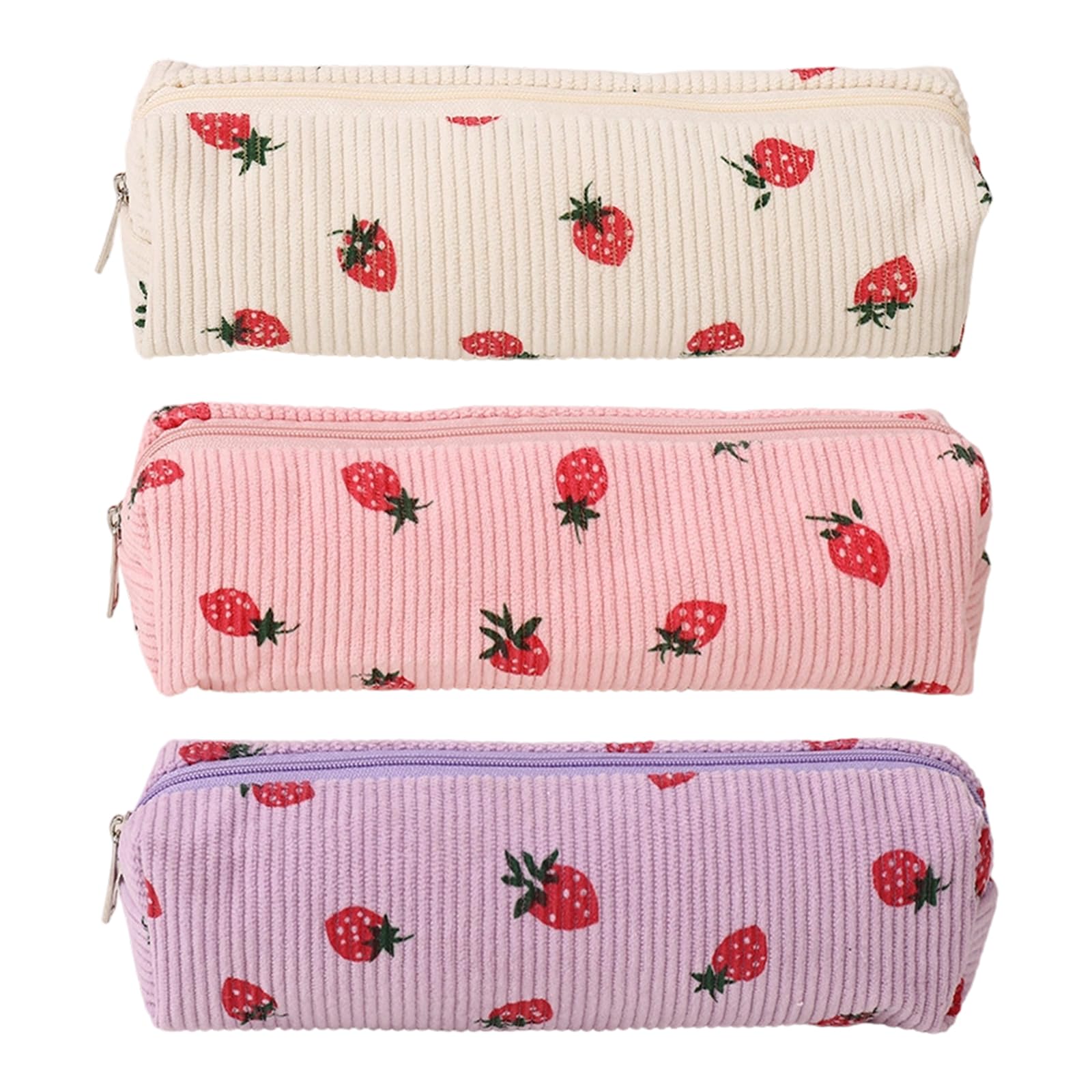 WSXQAZ 3Pcs Cute Pencil Case for Girls, pPencil Cases, Pencilcase, Corduroy Aesthetic Pencil Pouch Stationery Organizer, Makeup Bag, Pen Case for School Office Supplies College Students Adult Teen