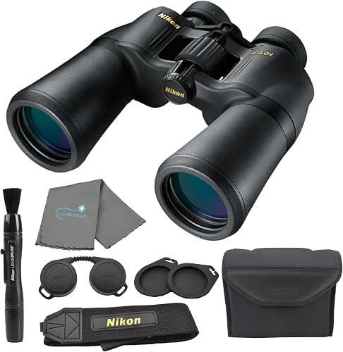 Nikon Aculon A211 10-22x50 Binoculars (8252) Black Bundle with Tripod