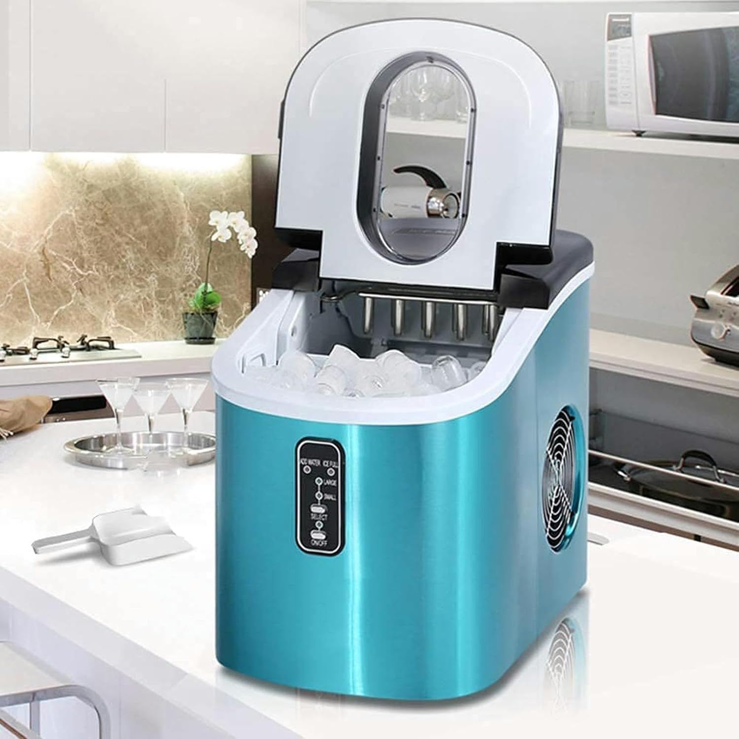 Ice Maker Machine Countertop,Electric Ice Cube Maker with Scoop Basket,9 Ice Cubes Ready in 6 13 Minutes,33lbs in 24h-1pc