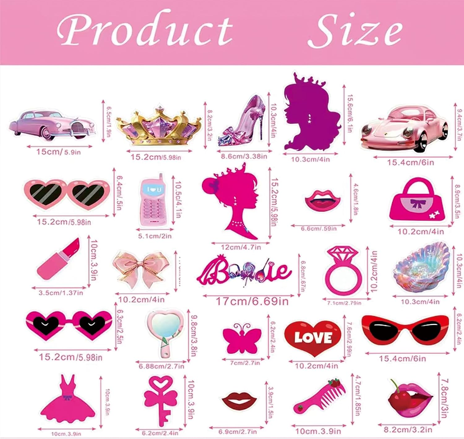 25PCS Come On Ba*bie Let’s Go Party Decorations Photo Booth Props, Hot Pink Girls Princess Birthday Decorations, Let's Go Bachelorette Bridal Shower Party Decorations Supplies