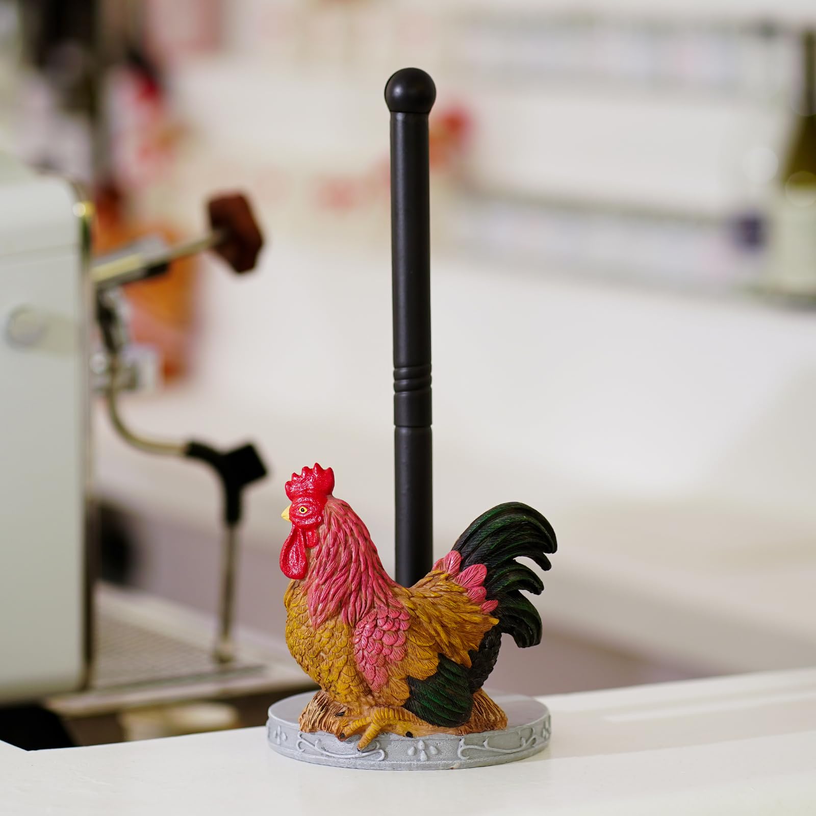 Soporte para toallas de papel de cocina de gallo – Accesorios de decoración de cocina para el hogar – Toallero de resina para encimeras – Regalos para los amantes del gallo 8