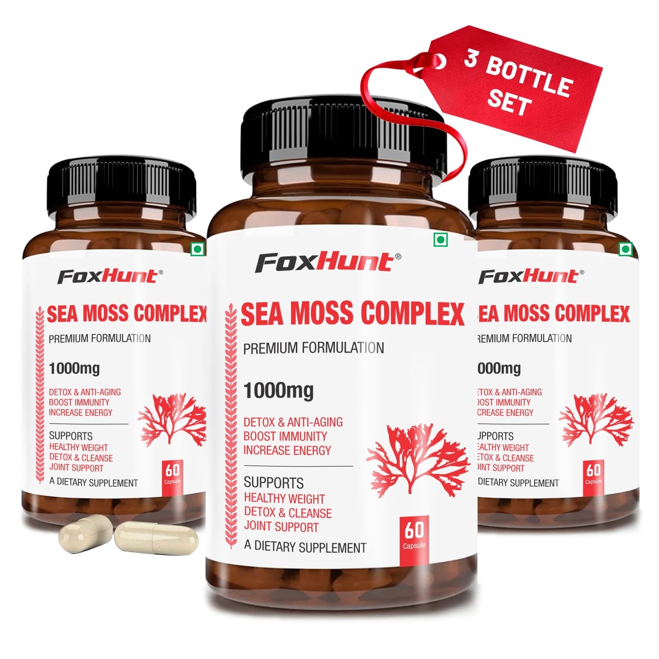 Fox Hunt Irish Sea Moss Complex 60 Capsules Each Pack | 1000MG Burdock Root Bladderwrack Capsules - Boosts Immune System & Digestive Health - Thyroid, Healthy Skin, Joint Support (B0CF2PCHN4) Amazon Price History, Amazon Price Tracker