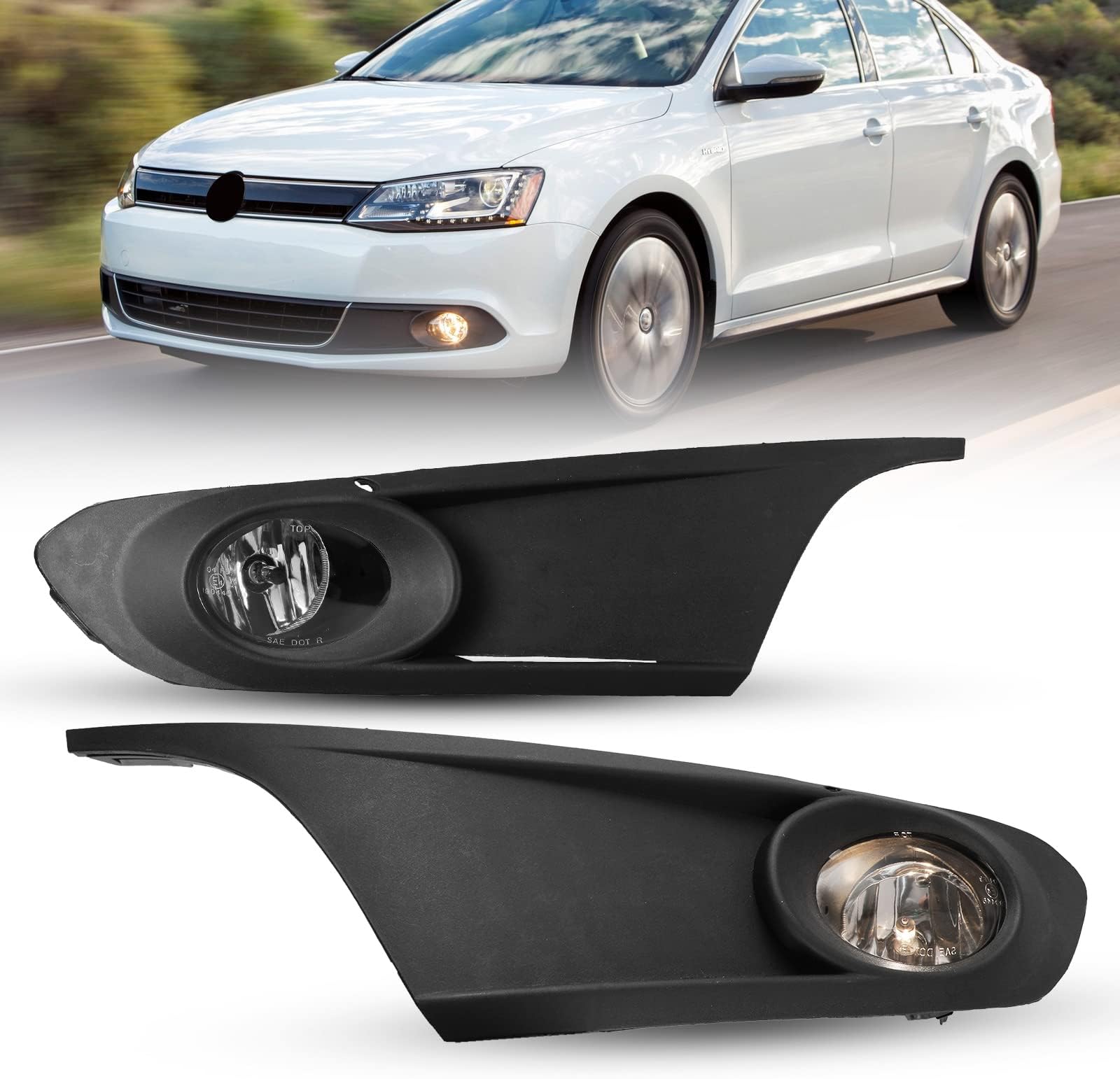 AUTOWIKI Fog Lights fir for 2011-2014 Volkswagen Jetta (Not fit Wagon, GLI Models) 2PCS OEM Replacement Fog Lamps