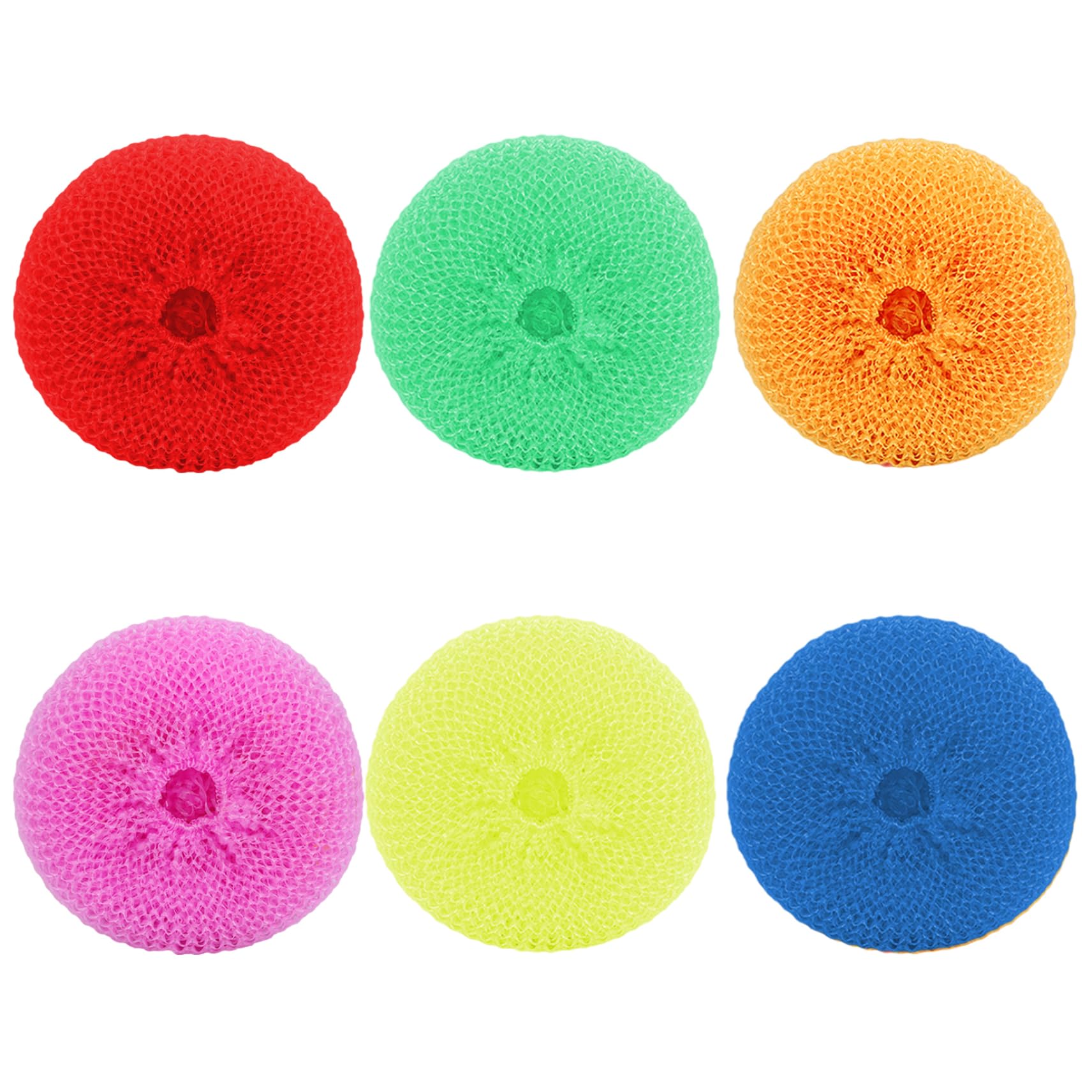 6Pcs Multicolored Round Plastic Dish Scrubber, Anti-Scratch Scouring Pads for Cleaning Pots Plates Bowls Kitchen Utensils